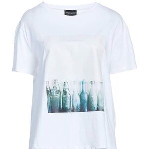 Emporio Armani White Tee with Artistic Bottle Design